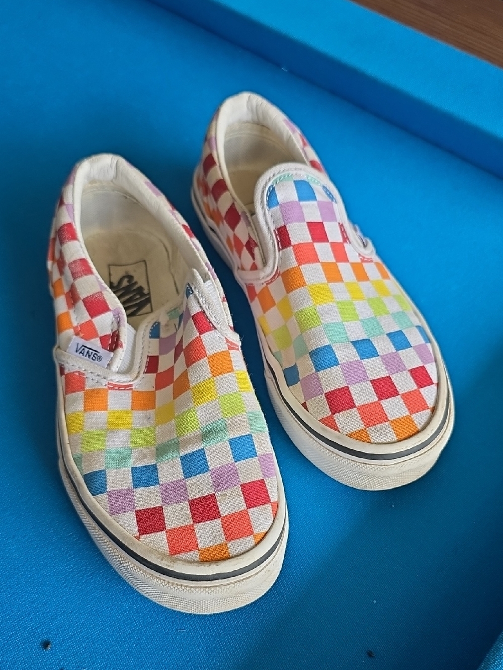 Vans Kids Multicolor Rainbow Checkerboard Slip-On Sneakers